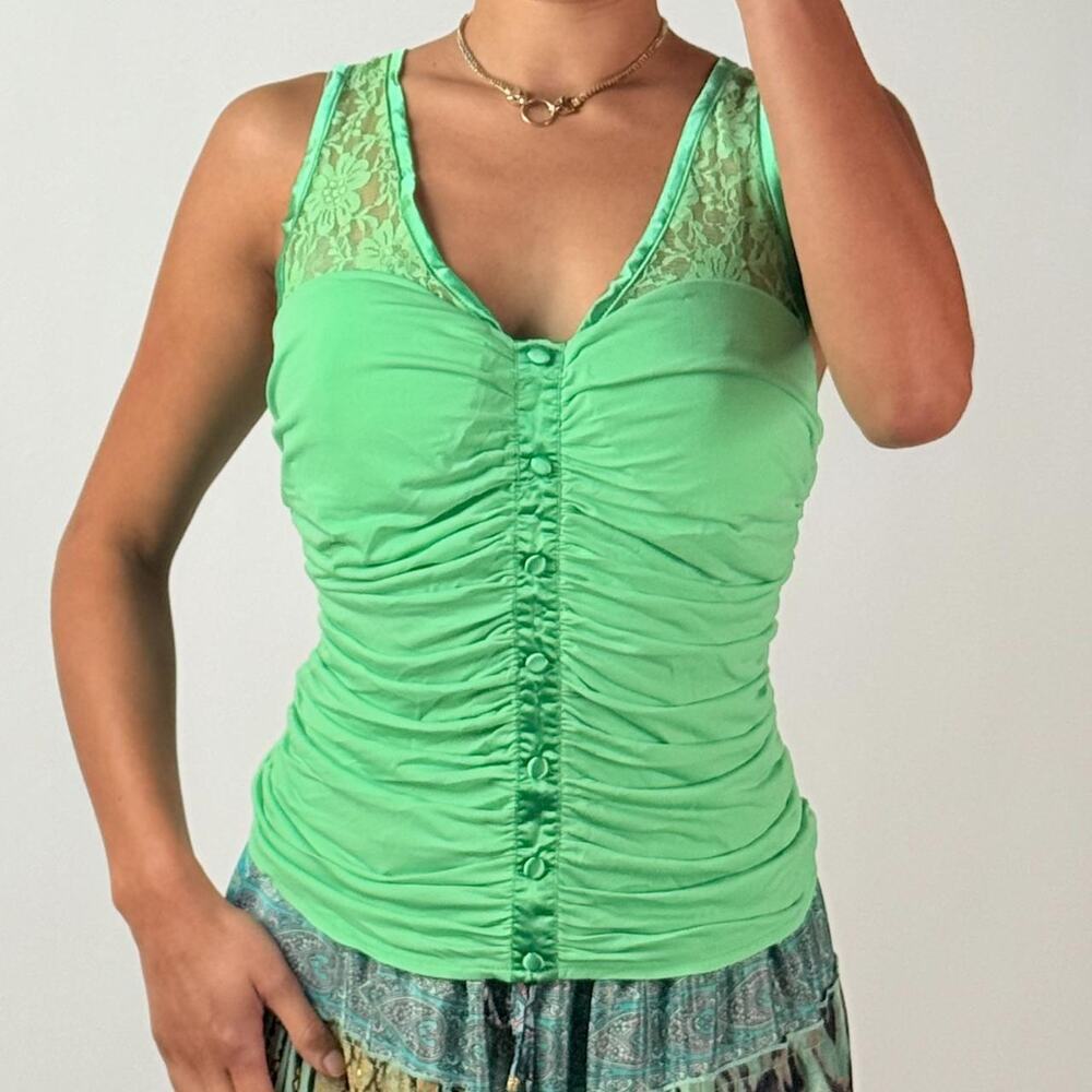 Green Rushed Top